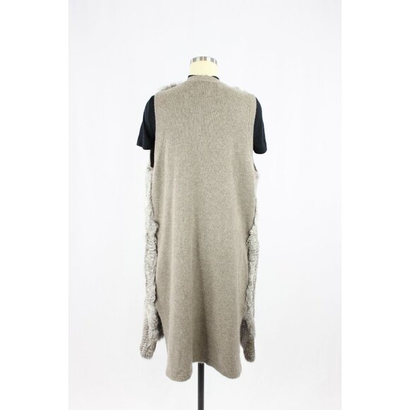 THE CASHMERE PROJECT Rabbit Fur 100% Cashmere Knit Long Vest Cardigan, Size L - Picture 3 of 15